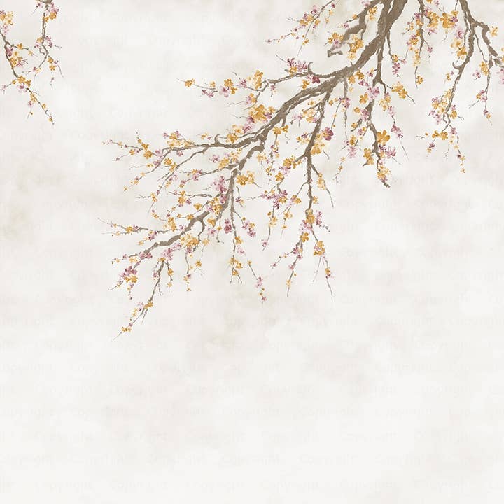 Elegant Cherry Blossom Branch Wallpaper Mural for wholesale by GK Home Decor