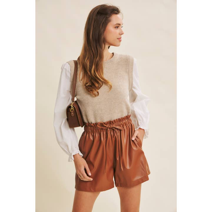 in february - Wholesale Knit Sweater - Women's - SWEATER VEST TOP WITH WOVEN PUFF SLEEVES2