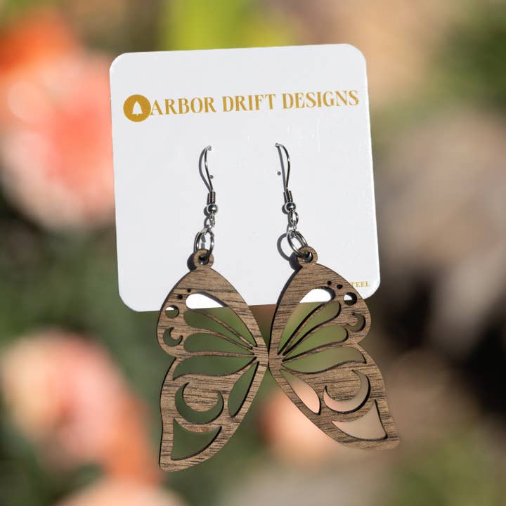 Lepidoptera Radiance Dangle Earrings for wholesale by Arbor Drift Designs