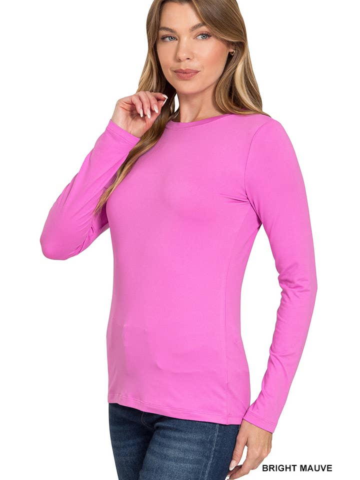 Vanilla Monkey - Wholesale Knit Top - Women's - Brushed Microfiber Long Sleeve Round Neck Tee4