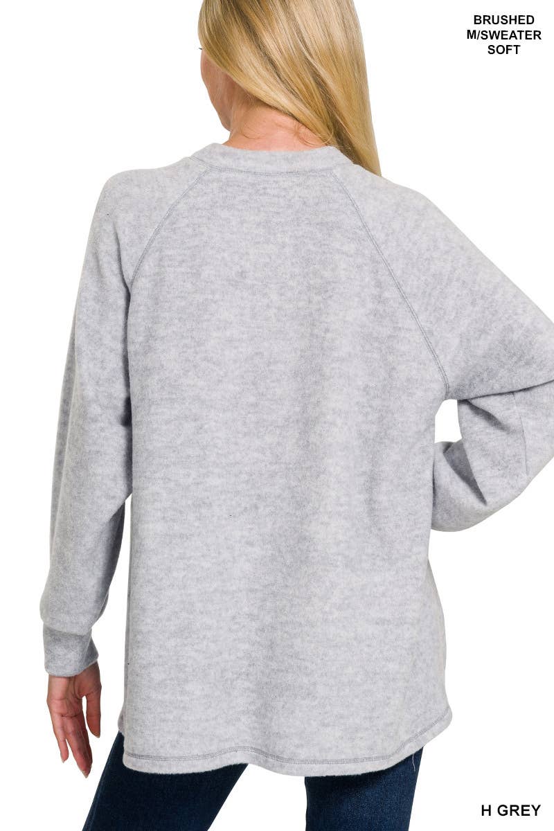 Vanilla Monkey - Wholesale Knit Sweater - Women's - Brushed Melange Hacci Oversized Henley Sweater10