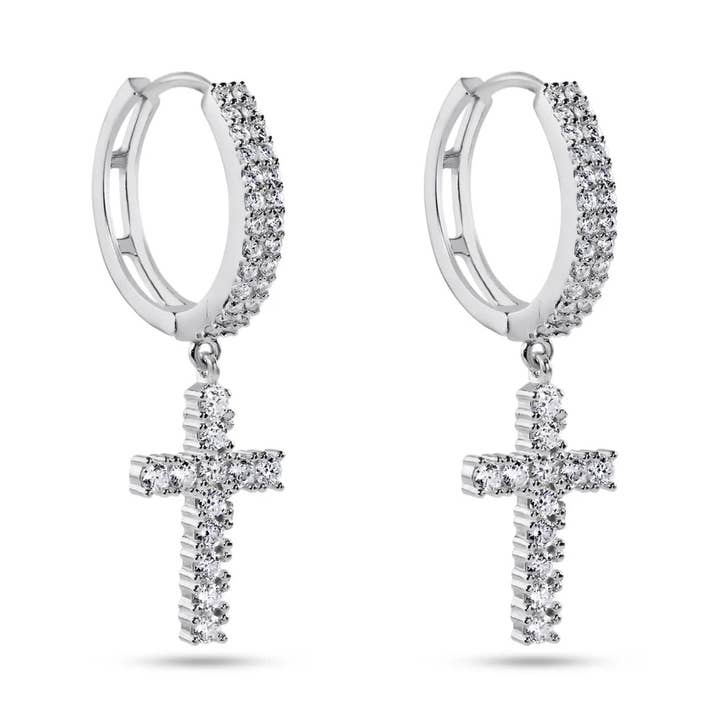 Celestial Cross Moissanite Huggies for wholesale by Karen Cole Timeless Treasures