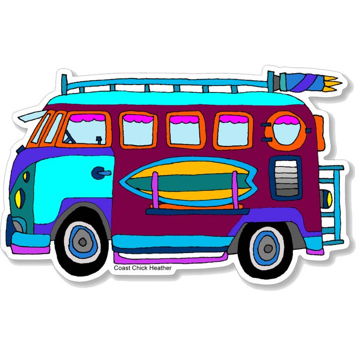 Coast Chick Heather Jordan - Wholesale Sticker - VW Beach Bus Waterproof Sticker
