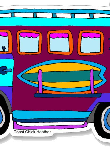 VW Beach Bus Waterproof Sticker for wholesale by Coast Chick Heather Jordan