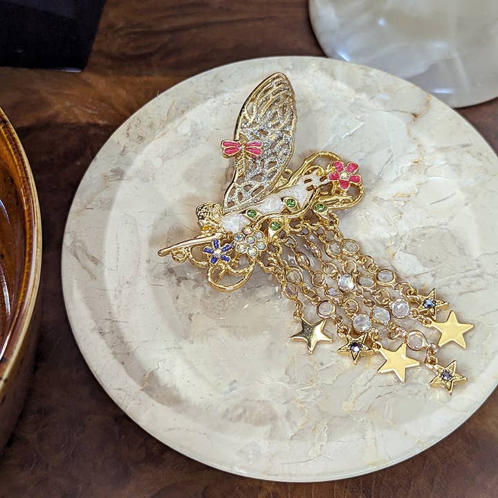 Tourtiwi - Venta al por mayor Broches - Prendedor vintage de ángel hada con cristal, sol y luna1