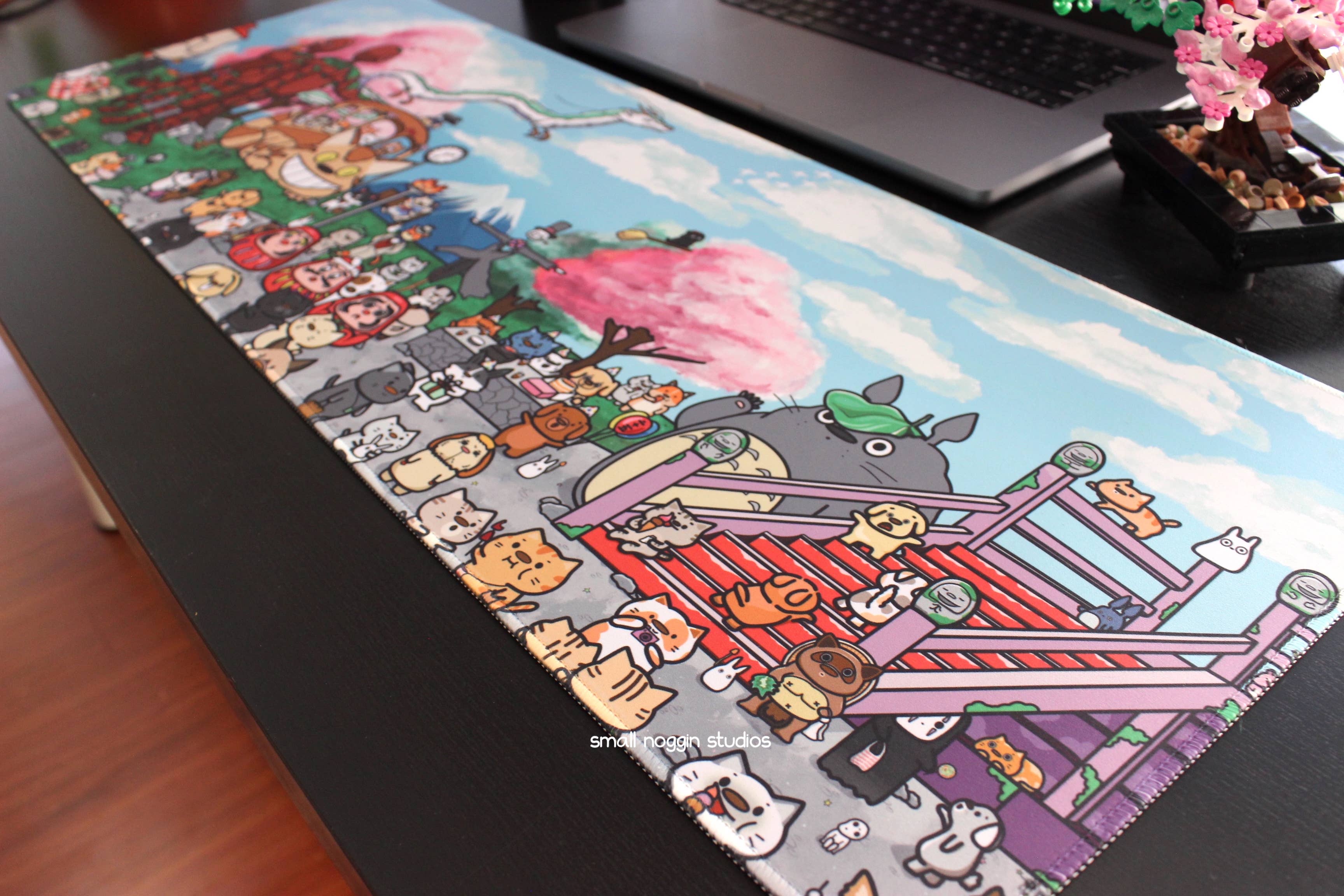 Small Noggin Studios - Wholesale Desk Pad - Studio Ghibli Theme XL Desk Mat; Cat and Dog; Office Decor2