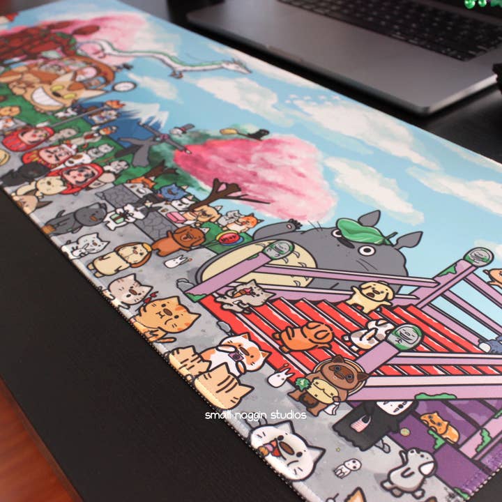Small Noggin Studios - Wholesale Desk Pad - Studio Ghibli Theme XL Desk Mat; Cat and Dog; Office Decor2