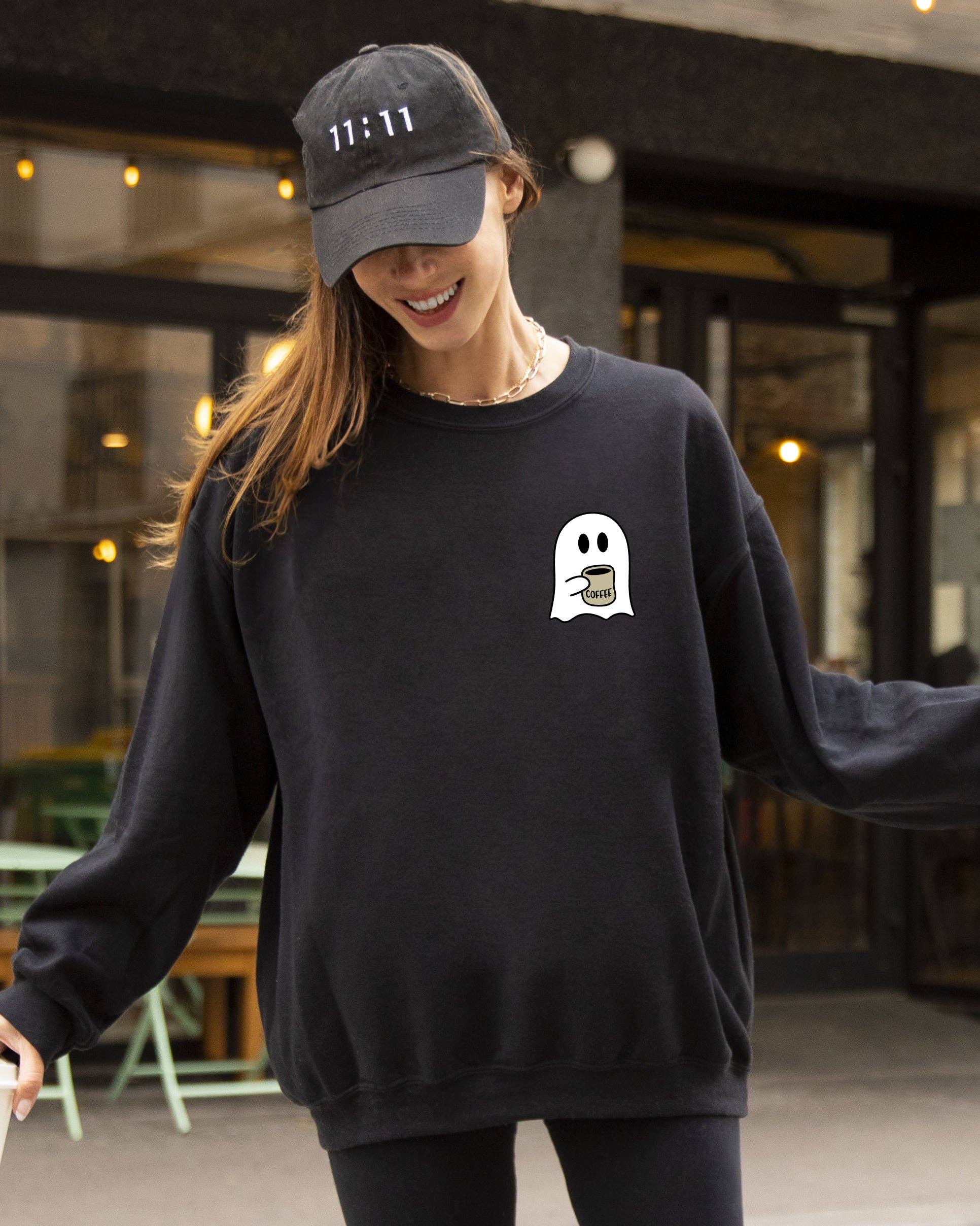 Refinery Number One LLC - Wholesale Graphic Sweatshirt - Women's - Ghost, Coffee Lover, Pocket, Skeleton, Halloween Sweatshirt1