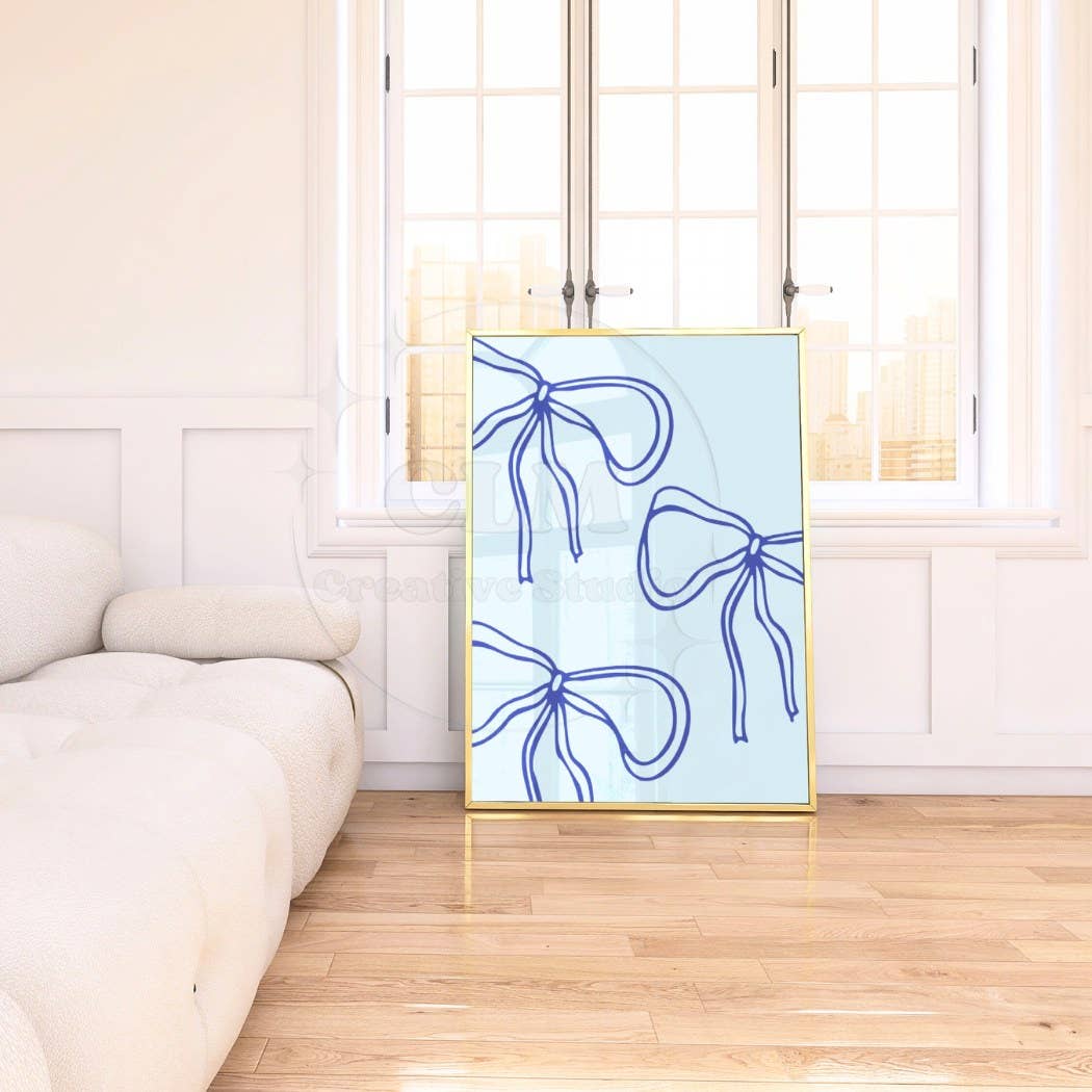 CLM Creative Studio - Wholesale Art Print - Navy Hand Drawn Bows Wall Art Prints