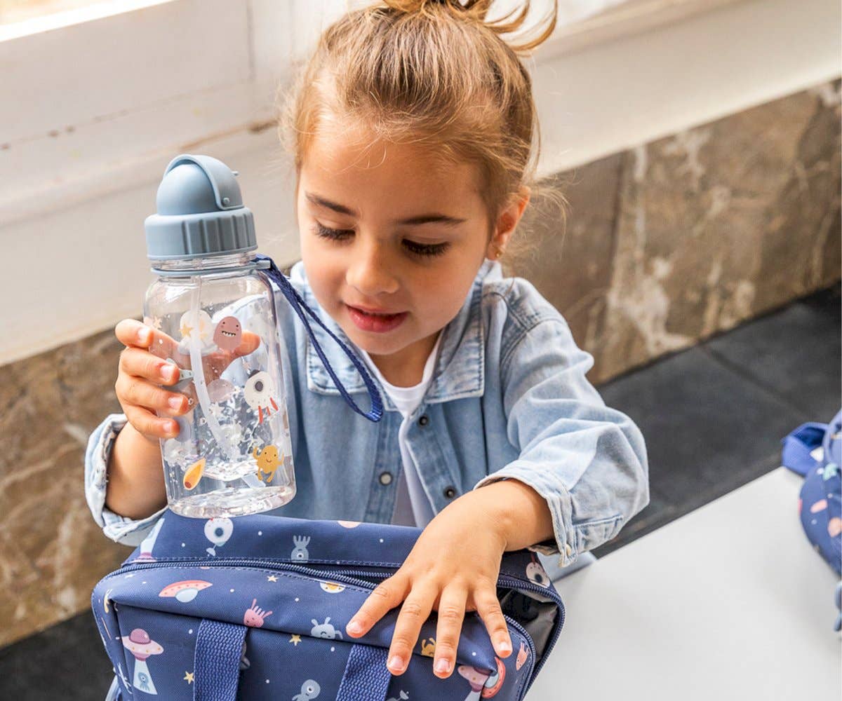 Tutete - Vente Bouteilles d'eau - Bouteille en plastique The Martians avec paille en silicone pliable1