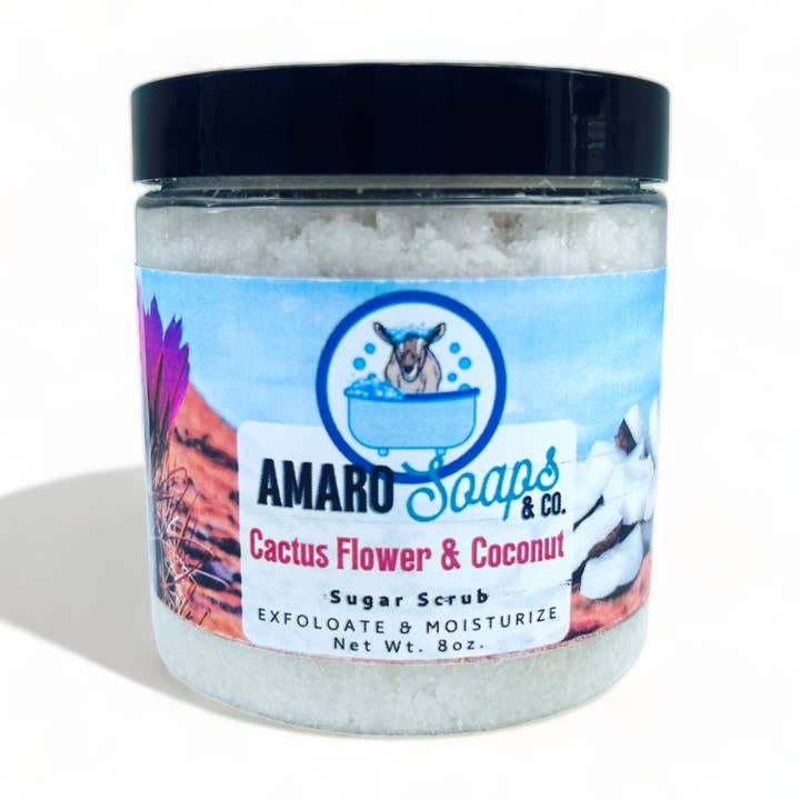 Gommage aux fleurs de cactus et au sucre de coco pour la vente par Amaro Soaps & Co.