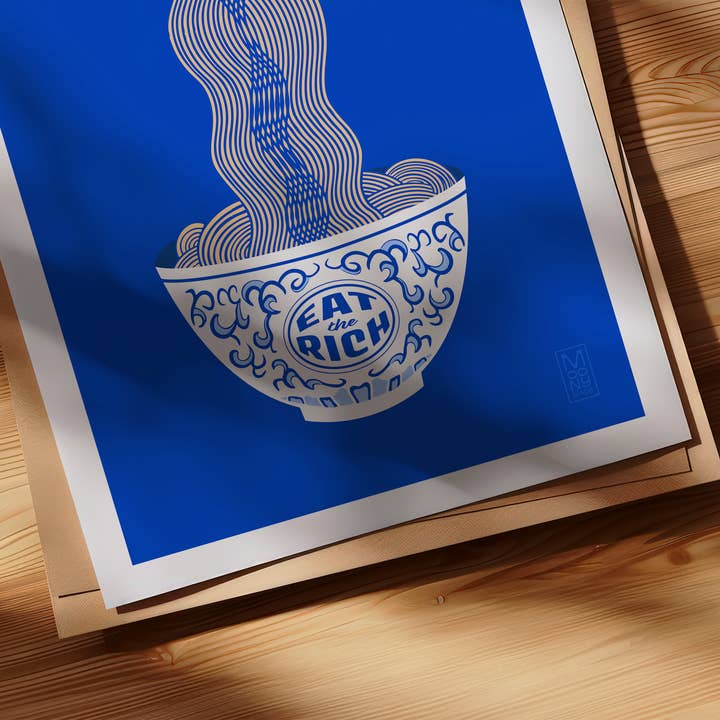 Eat the Rich Mun Shou Longeveity Noodle Print for wholesale by Moonymade