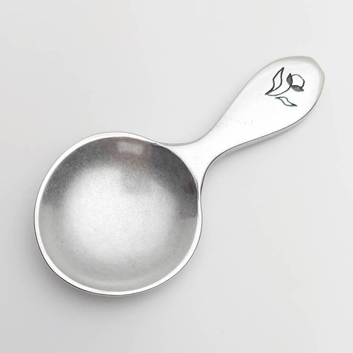 Handmade Pewter Tea Scoop with Antique Finish for wholesale by Beehive Handmade