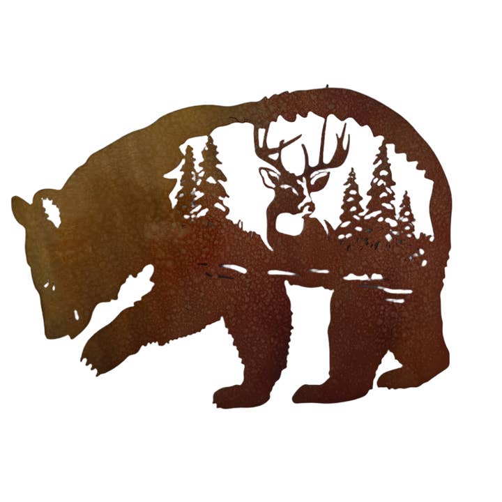 Bear and Stag Metal Wall Art, Rust for wholesale by Peterson Houseware & Artwares US