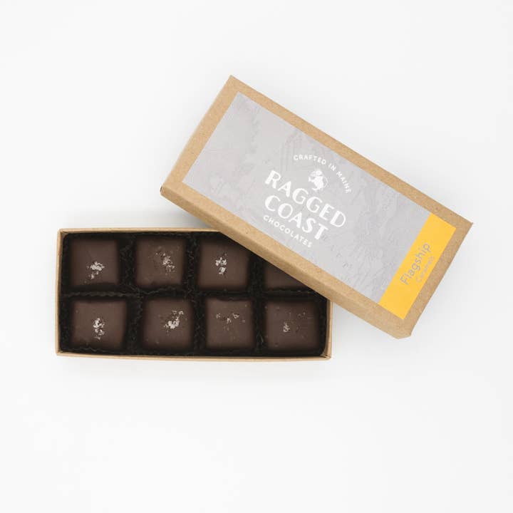 Flagship Sea Salt Caramels, 8-piece for wholesale by Ragged Coast Chocolates