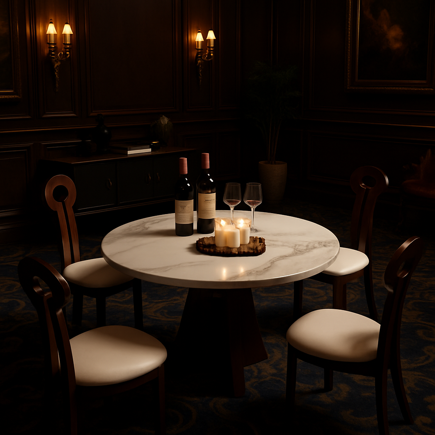 HOMYCASA DESIGN INC - Wholesale Sideboard - Luxury Private Club Dining Area with Marble Dining Set7