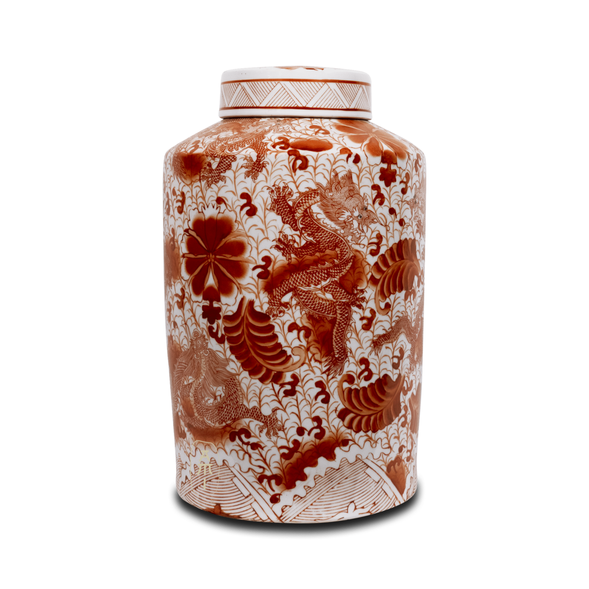 Asian Mix Interior – Engroshandel Vase – Stor rød drejerpotte med dragemotiv3