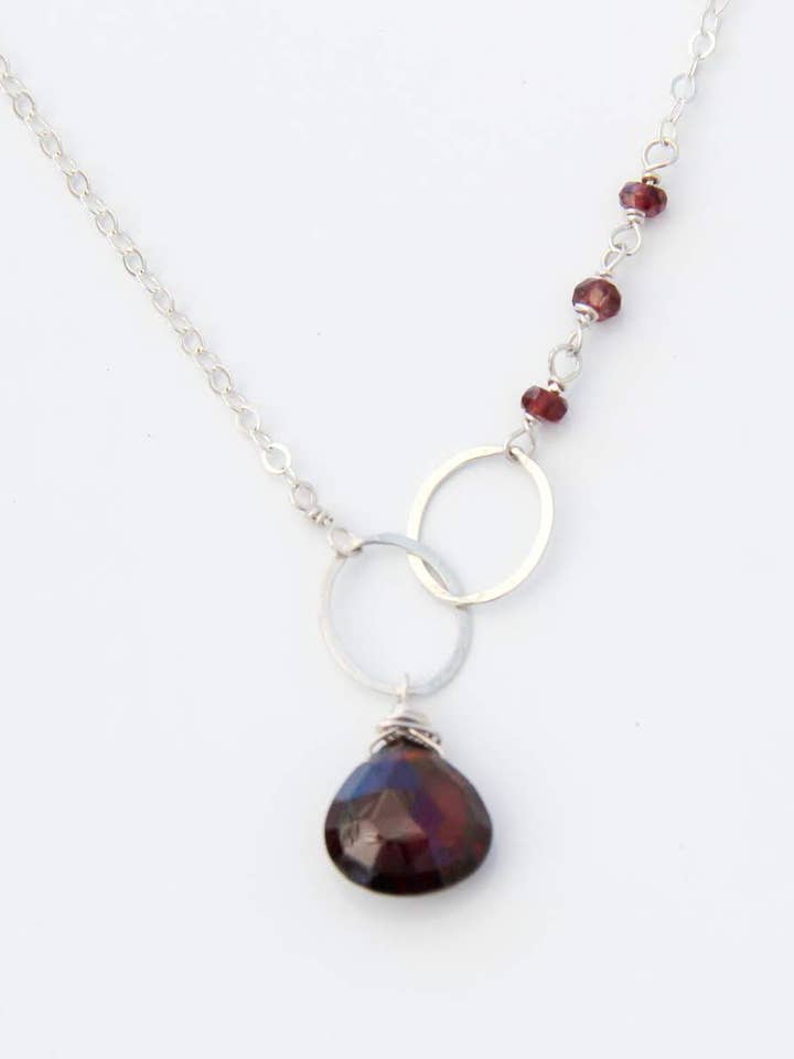 Garnet Asymmetrical Necklace for wholesale by Judy Brandon Jewelry