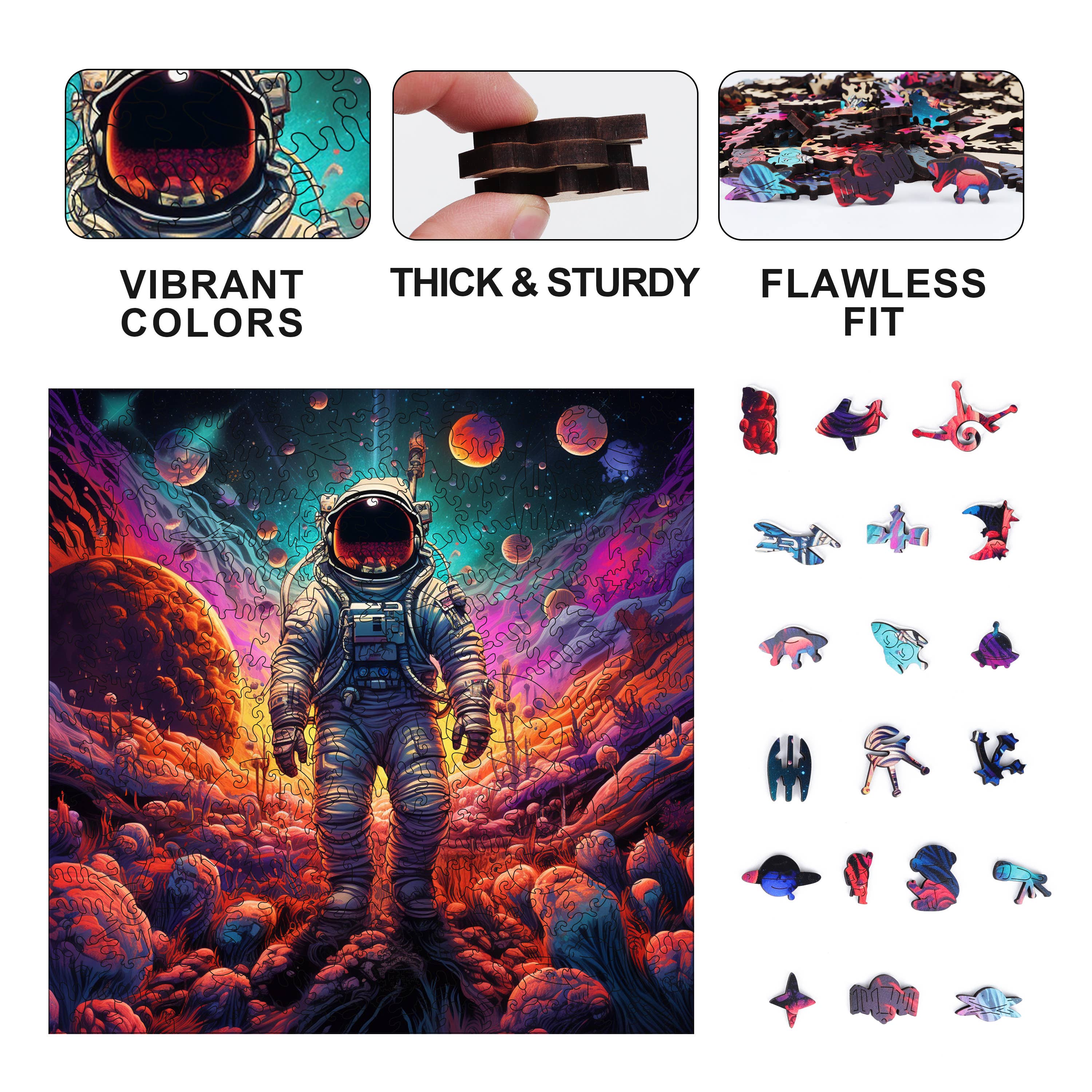 Trippy Puzzle Co - Wholesale Puzzle - Adult - Galactic Groove Wooden Jigsaw Puzzle 300PC5