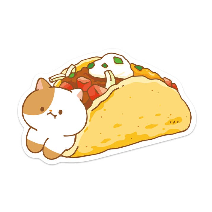 Taco Cat Waterproof Vinyl Sticker for wholesale by Meowashi Studio
