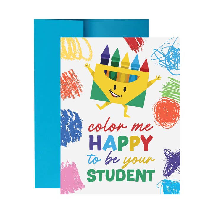 Color me Happy to be your Student Greeting Card for wholesale by The Paxton Press