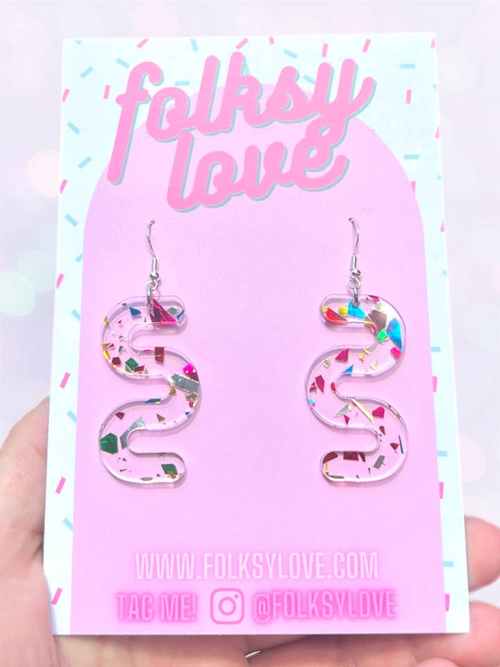 Confetti squiggles acrylic earrings for wholesale by folksylove