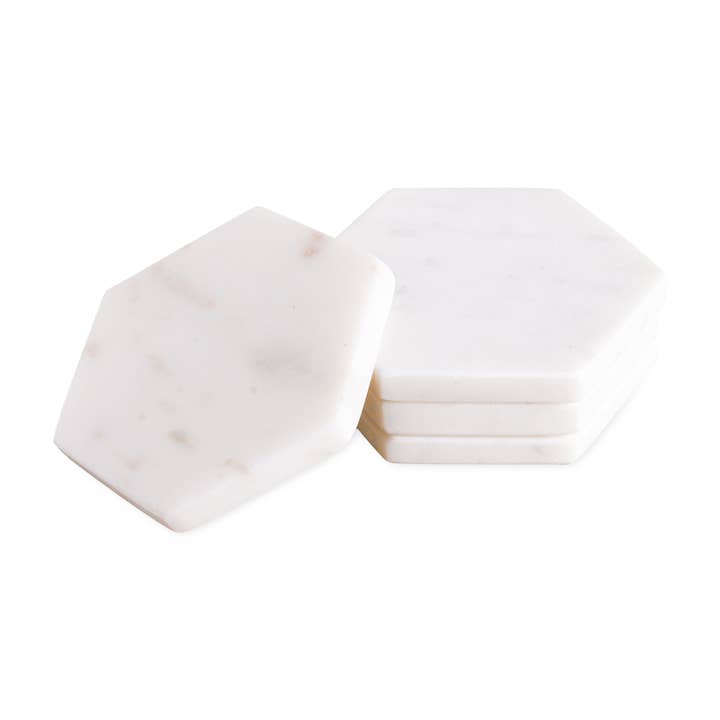 Set of 4 Marble Hex Coasters for wholesale by BIDKhome