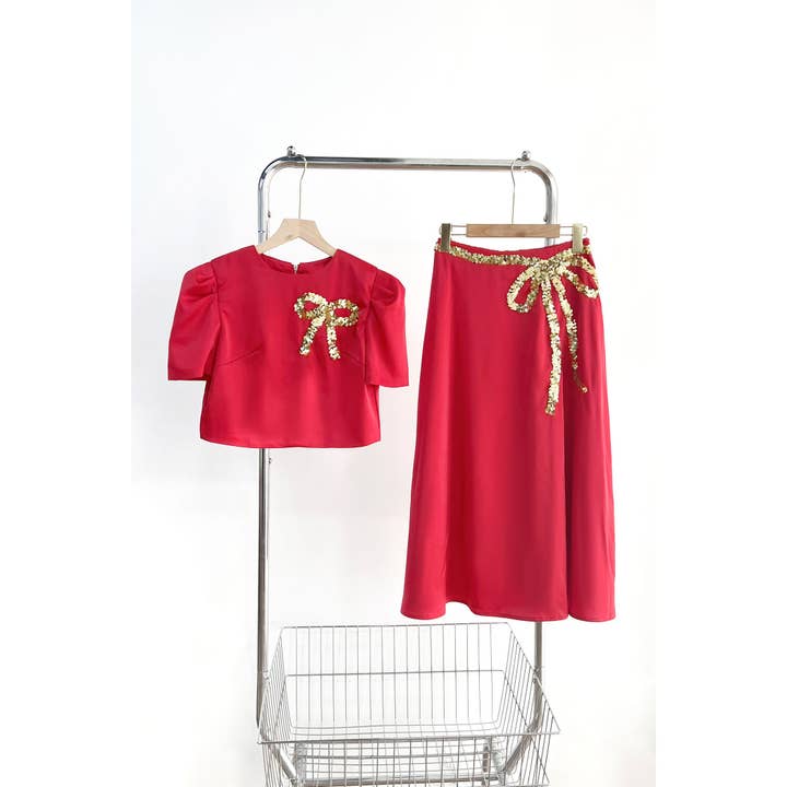 Bowknot Cropped Top with Skirt Sets for wholesale by XHHH Inc