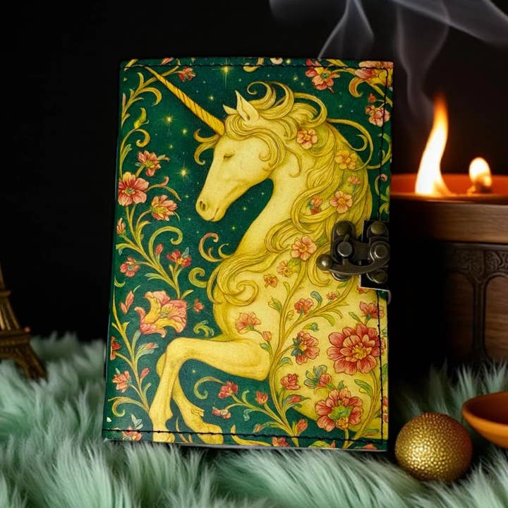 Unicorn Leather Grimoire – Celestial Spell Book of Shadows for wholesale by MNM HANDICRAFTS
