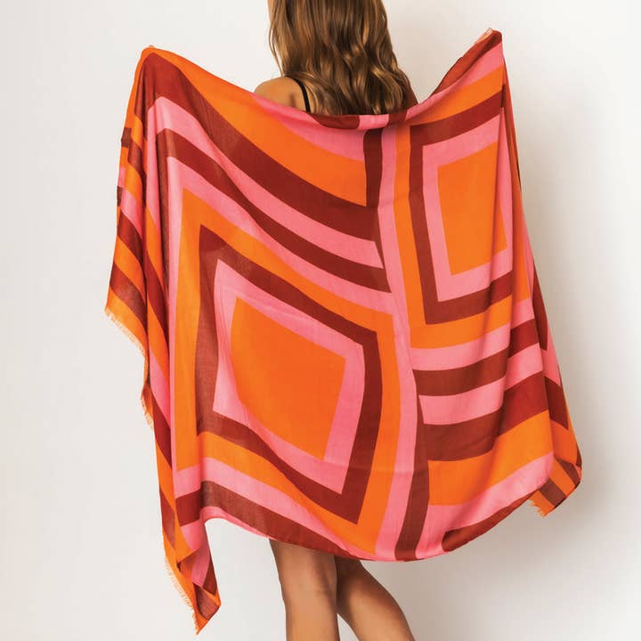 Abstract Striped Print Scarf for wholesale by Fashion City