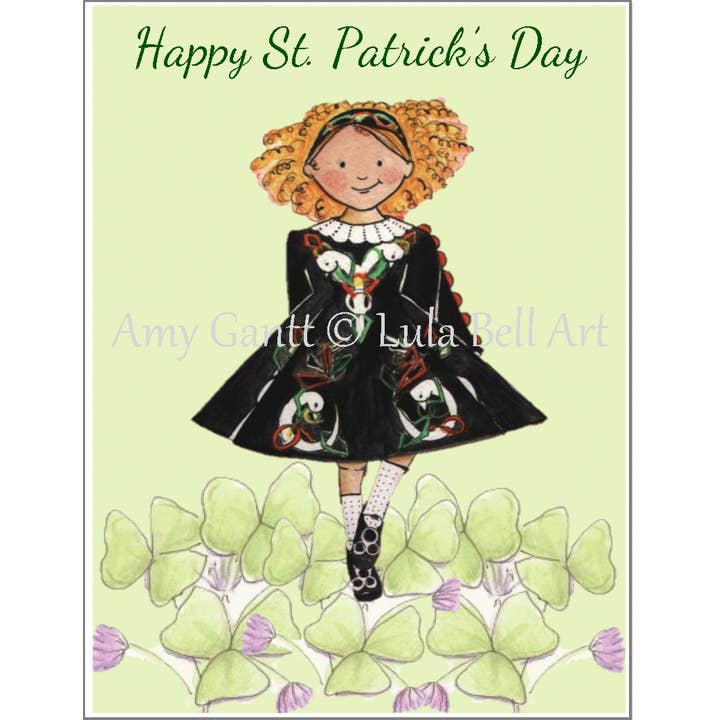 St. Patrick's Day - Celtic Dancer Greeting Card for wholesale by Lula Bell Cards and Gifts