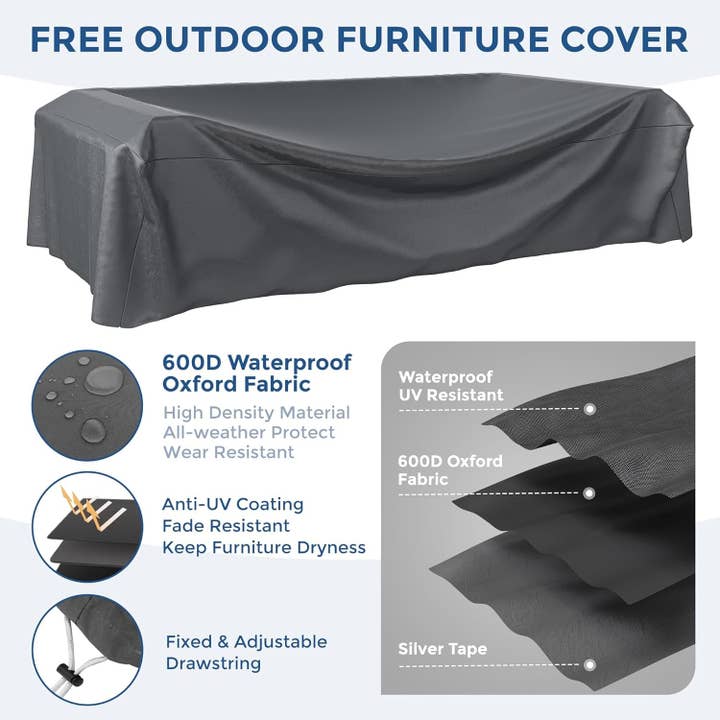 Grey Brown 7 Piece Outdoor Sectional Patio Set With Waterproof Cover for wholesale on Faire4