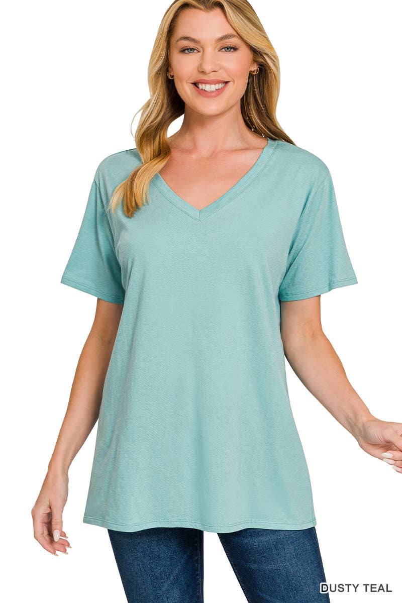 42POPS - Wholesale T-Shirt - Women's - `.Cotton Short Sleeve Boyfriend  V Neck Tee20