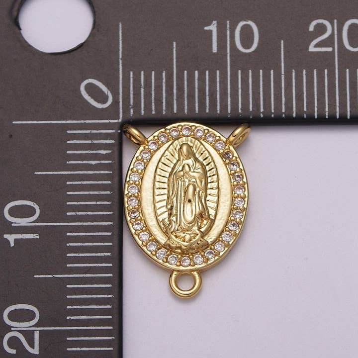 Aim Eternal - Vendita all'ingrosso Ciondolo/pendente - Nostra Signora di GUADALUPE Medaglione del Rosario Madonna Gioielli Cattolici Vergine Maria CENTRI in Oro Riempito 14k Y-3811