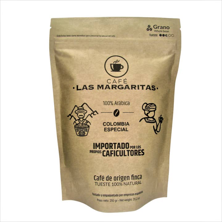 Café Las Margaritas - Wholesale Koffiebonen - KOFFIE COLOMBIA origine Finca Arabica GRAAN 30x250g natu gebraden