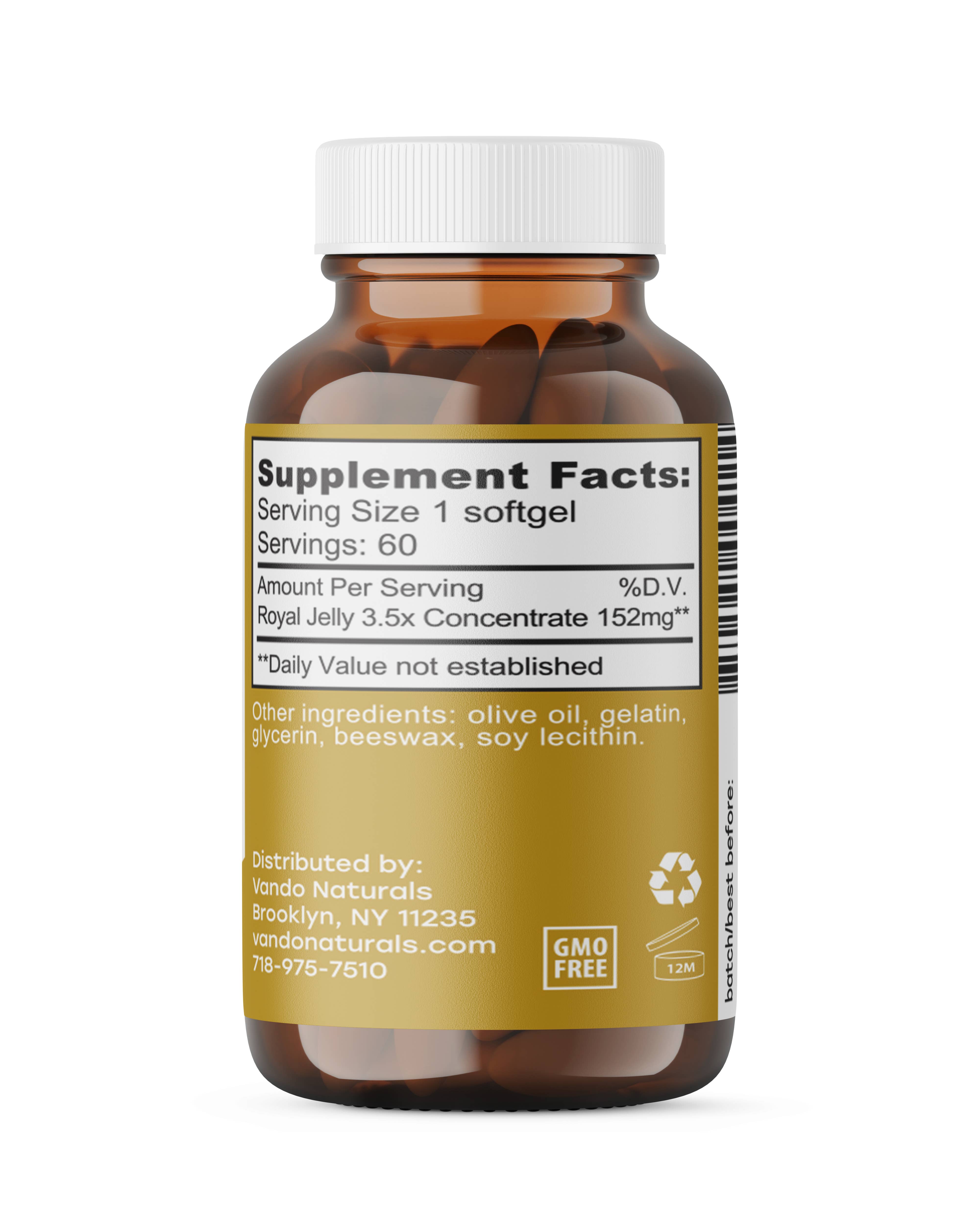 Vando Naturals - Wholesale Oral Supplement/Vitamin - Royal Jelly Softgels 500 Mg - 60 pcs1