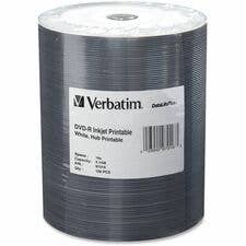 Verbatim 100 Pack 16x DVD-R 4.7GB Inkjet Printable for wholesale by Everyday Supply Co