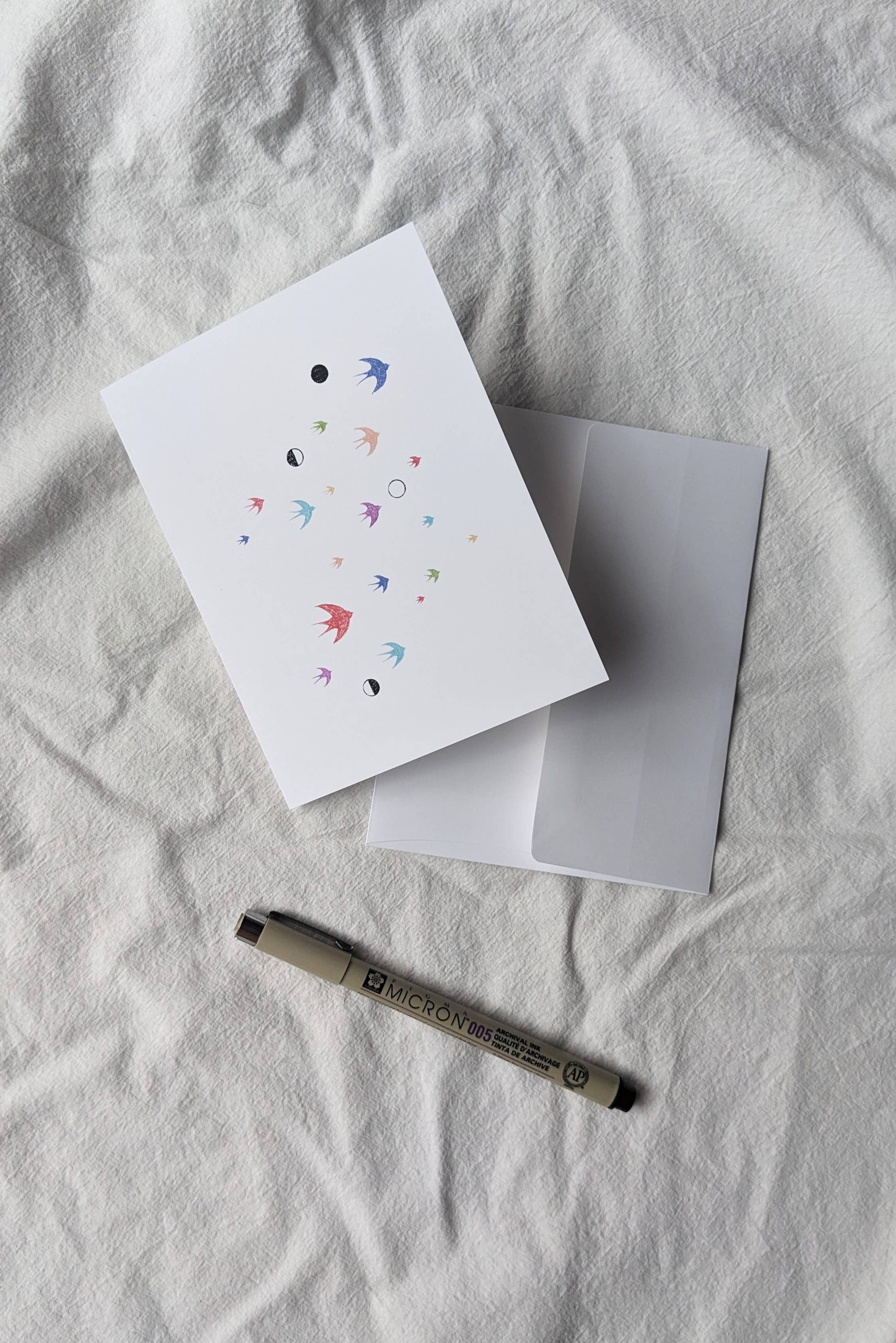 Moth Folk Studio - Wholesale Everyday Greeting Card - "Prismatic Migration" Notecard0