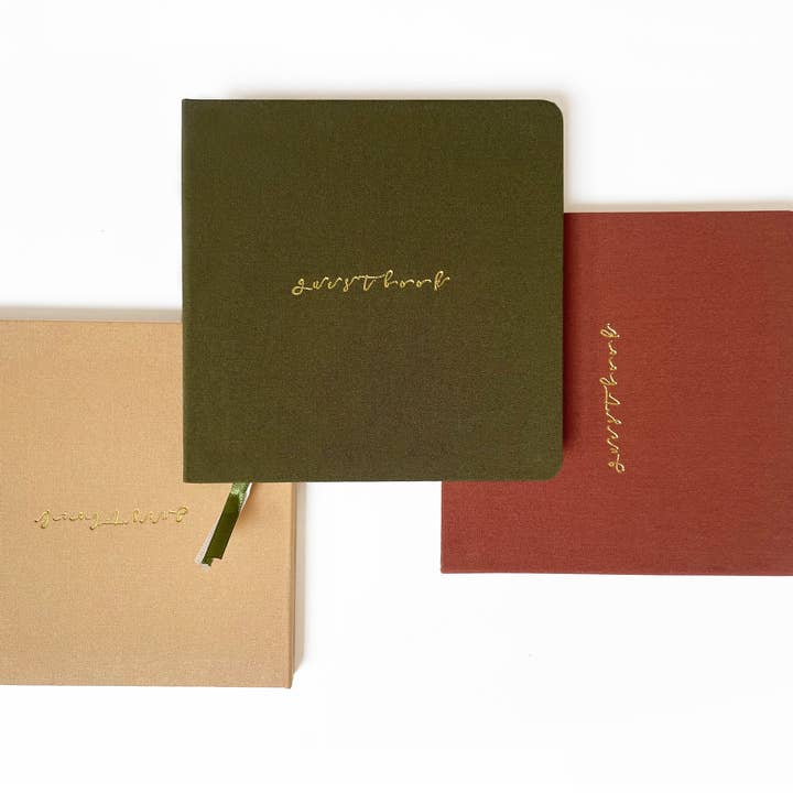 Studio Portmanteau - Wholesale Guest Book - Foil Embossed Square Linen Guestbook | Fabric Welcome Book2