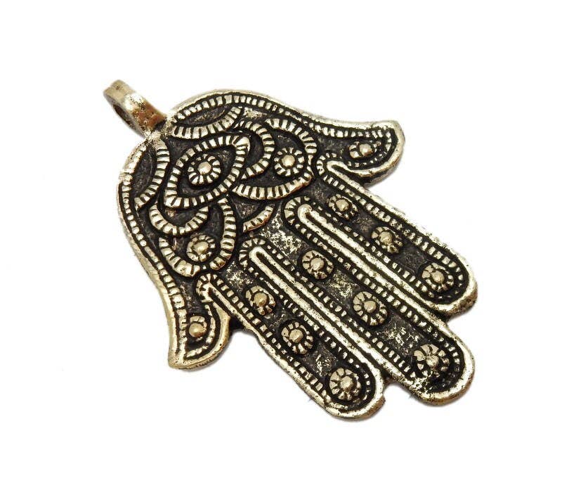 Jewelers Paradise – wholesale Hänge-/berlockhalsband – Stort Hamsa Hand Tibetanskt hänge i guld eller silver mässing4