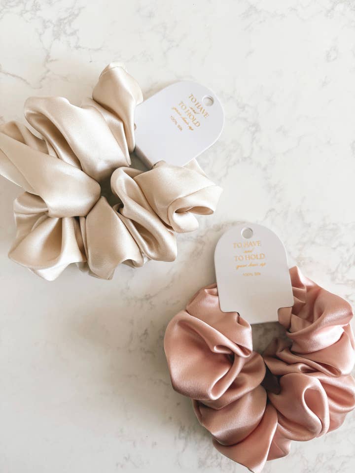 Bridal Gifts: 100% Mulberry Silk Scrunchies for wholesale by Kitten Claws Clips
