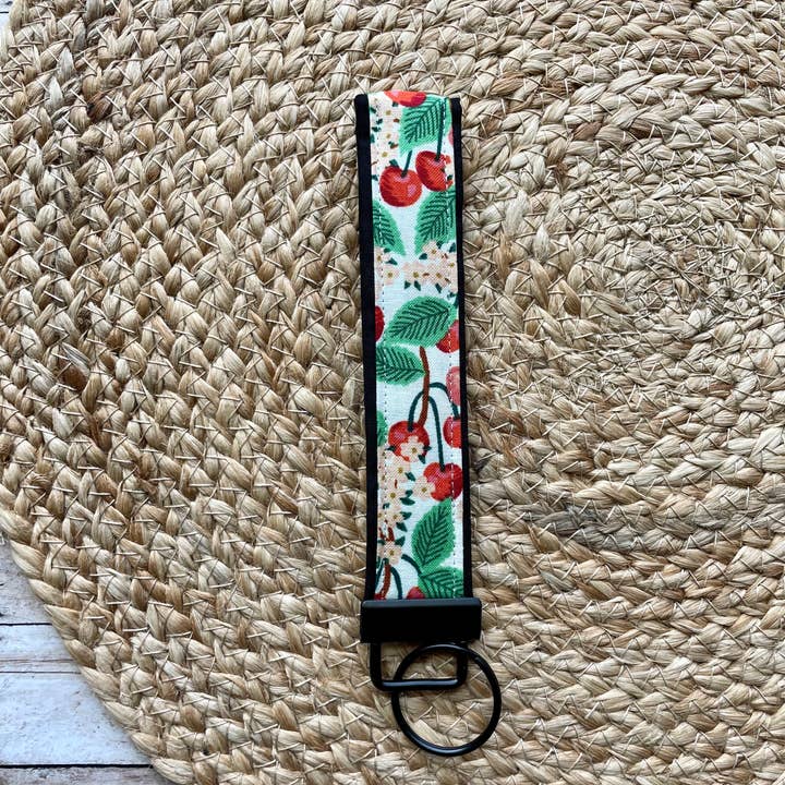 Designs by Rachel Joy - Wholesale Keychain - Women's - Rifle Paper Co. Black Cherry Blossom Keychain Wristlet