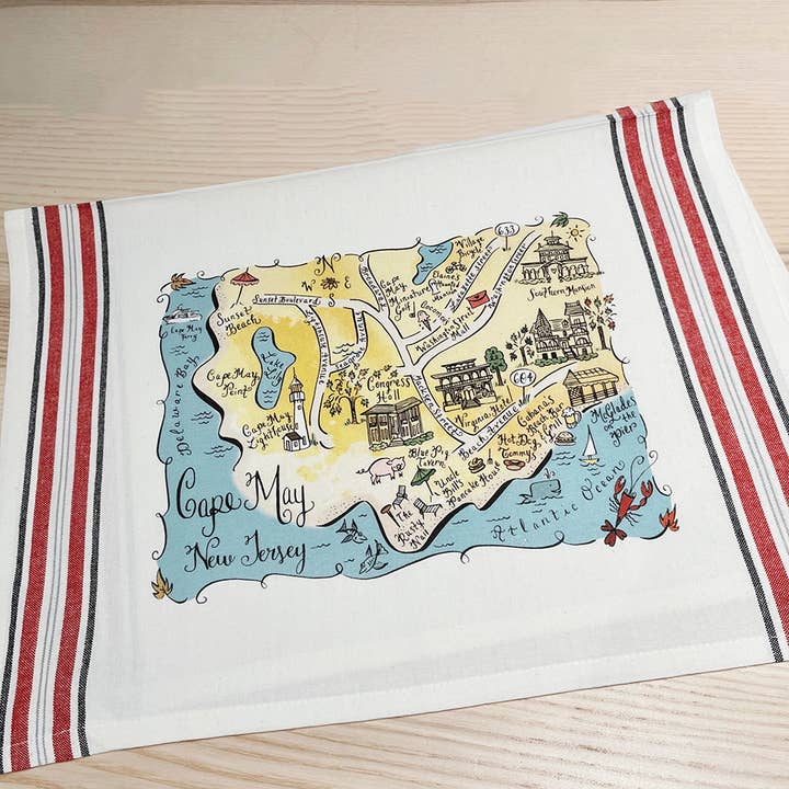 Cape May NJ Stribet bomulds viskestykke for engroshandel hos Gooseberry Designs