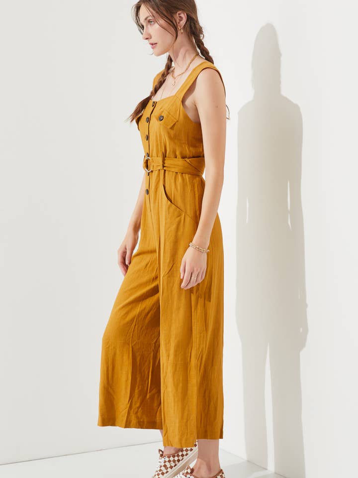 JADE BY JANE - Wholesale Jumpsuit - Women's - Sleeveless SQUARE NECK BUTTON DOWN ANKLE JUMPSUIT JJS504011