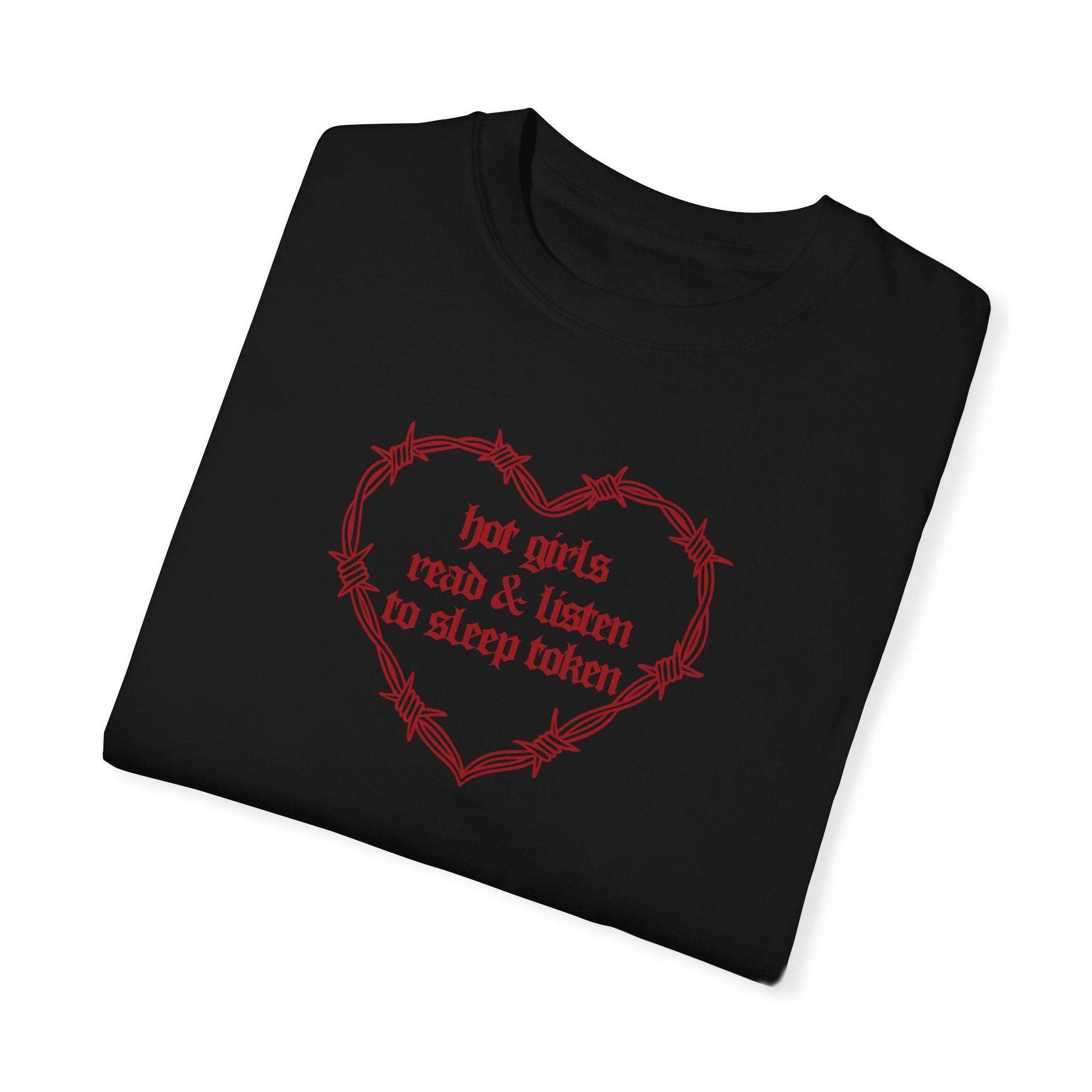 Black Hot Girls Read & Listen To Sleep Token Bookish Tee (RED) for wholesale on Faire0