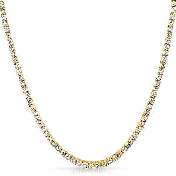 Collar de tenis de 3 mm con cristales enchapados en oro de 18K para venta al por mayor de Golden NYC Jewelry