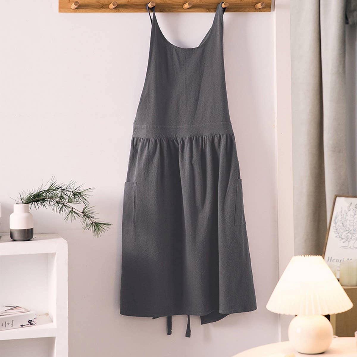 NINEXIS - Wholesale Apron - CWMM1832_Cotton Linen Household Kitchen Apron Work Apron2