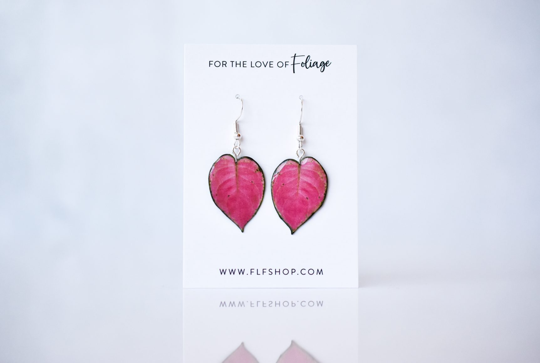 For the Love of Foliage - Wholesale Dangle Earrings - Aglaonema "Pink Star" Plant Earrings | Leaf Earrings0