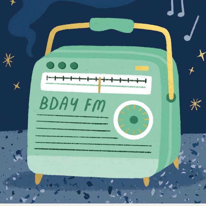 Stormy Knight - Wholesale Verjaardagskaartje - Verjaardagskaart met retro radio en goudfolie0