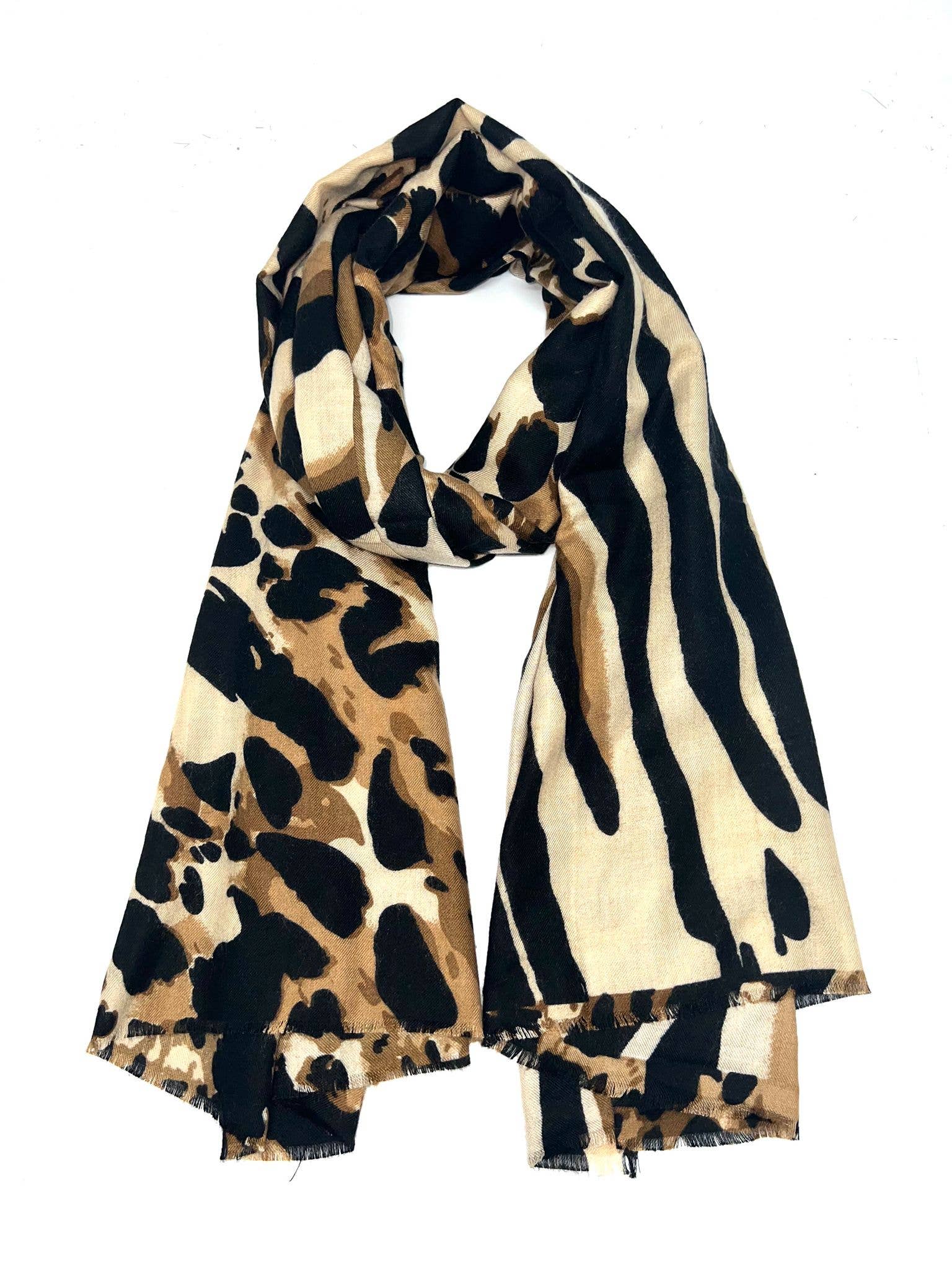 LINETA - Wholesale Scarf - Women's - LL-3 Thick Scarf with Leopard Pattern0